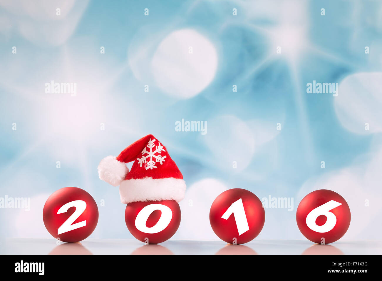 New year 2016 on red balls Stock Photo