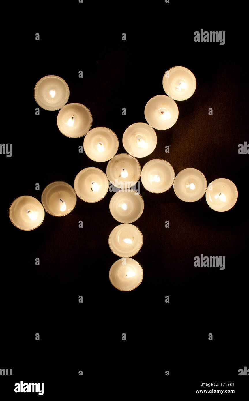 star made from Tea lights Stock Photo Alamy