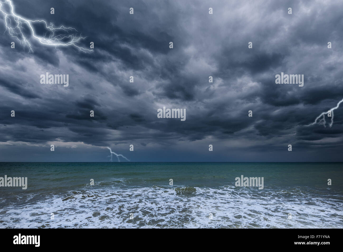 Dark stormy sky above the ocean surface Stock Photo - Alamy