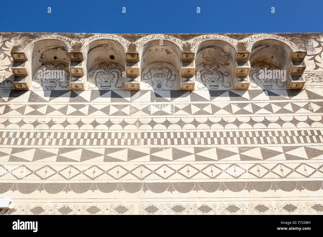 Decorative wall of a building in the village of Pyrgi, Chios, Greece Stock Photo