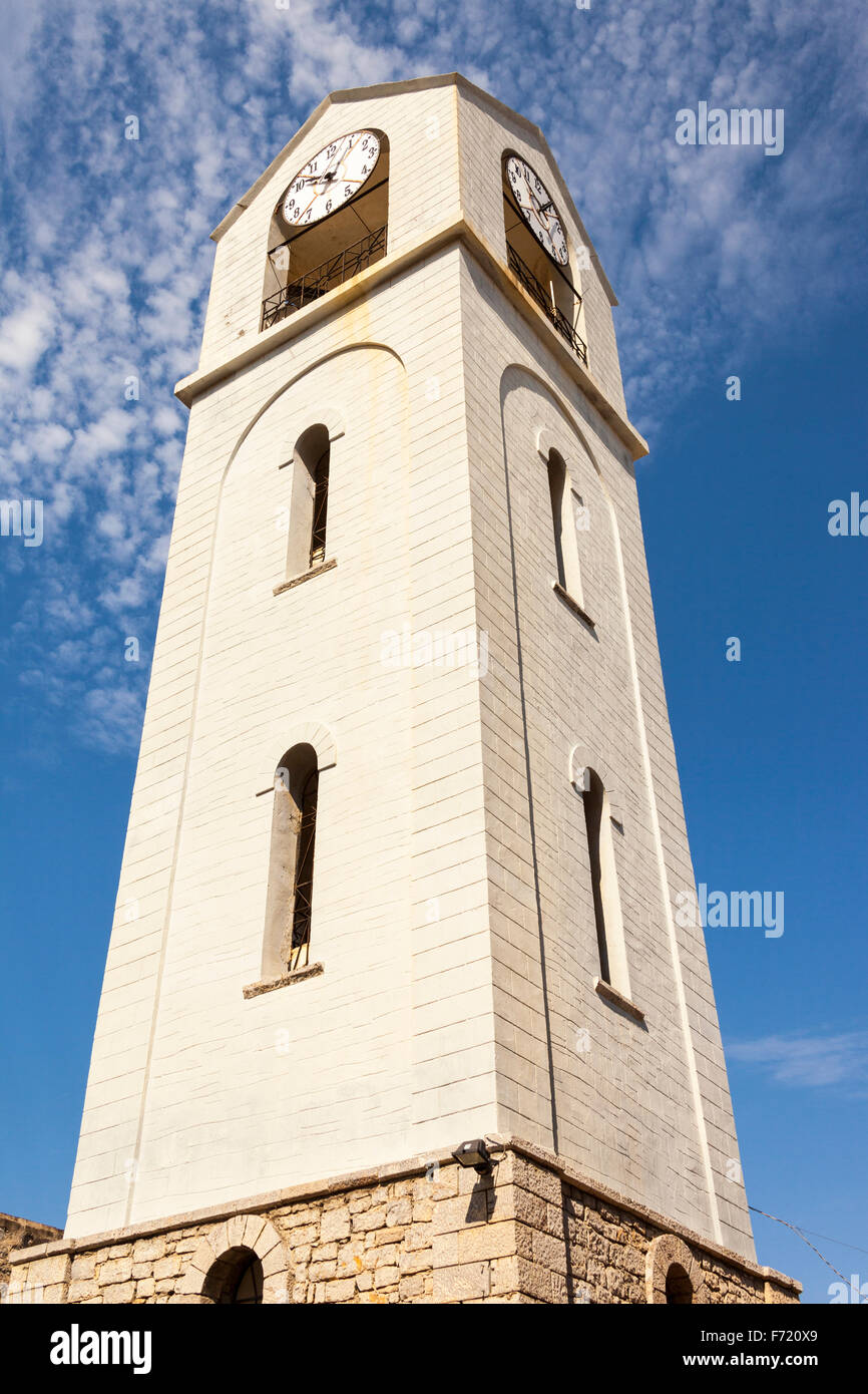 Clock tower of the New Taxiarchis Church, in the village of Mesta