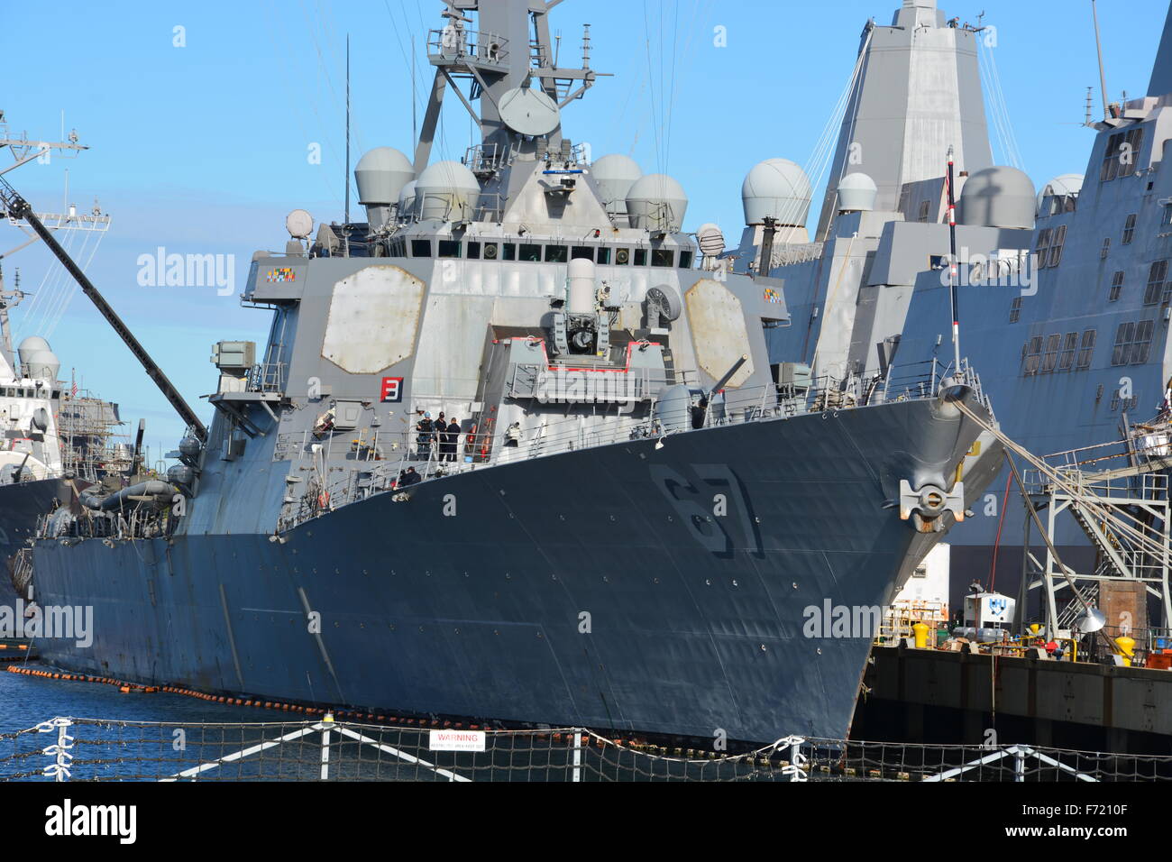 US Navy destroyer DDG-67 USS Darrell S Cole in 2015 at the Norfolk Naval Ship Yards Stock Photo