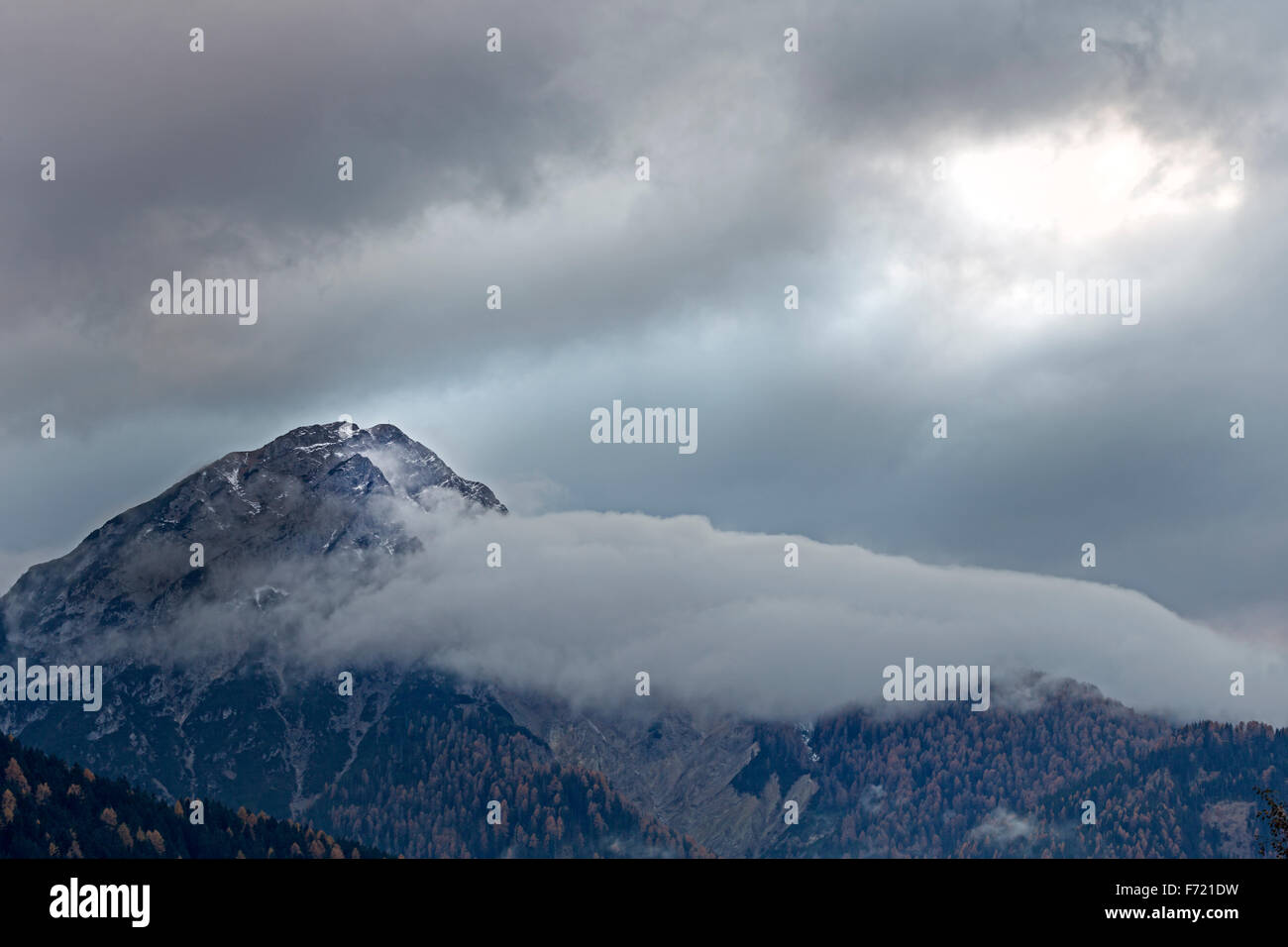 Overcast mountaintop, Dolomites, South Tirol, Italy, Europe Stock Photo