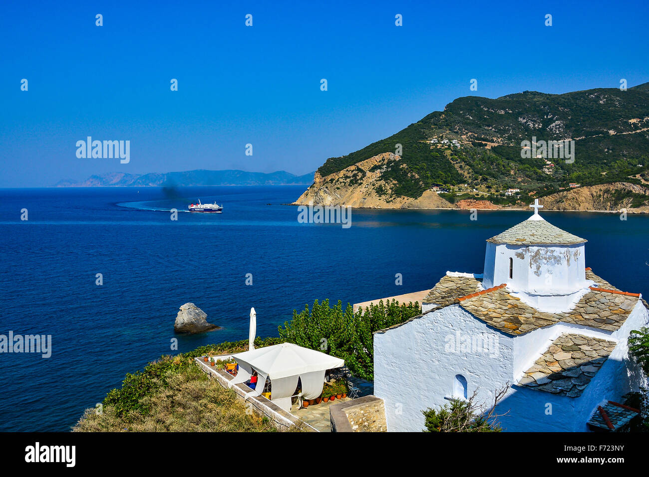 White church in Skopelos Stock Photo - Alamy