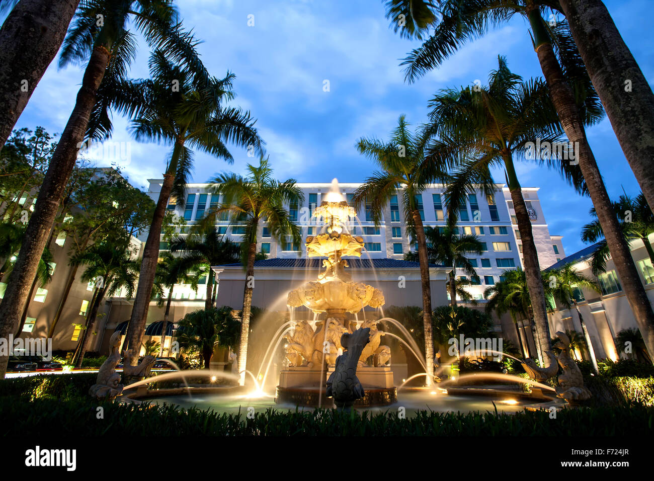 Fountain and main entrance, Ritz Carlton Hotel, Isla Verde, Puerto Rico Stock Photo