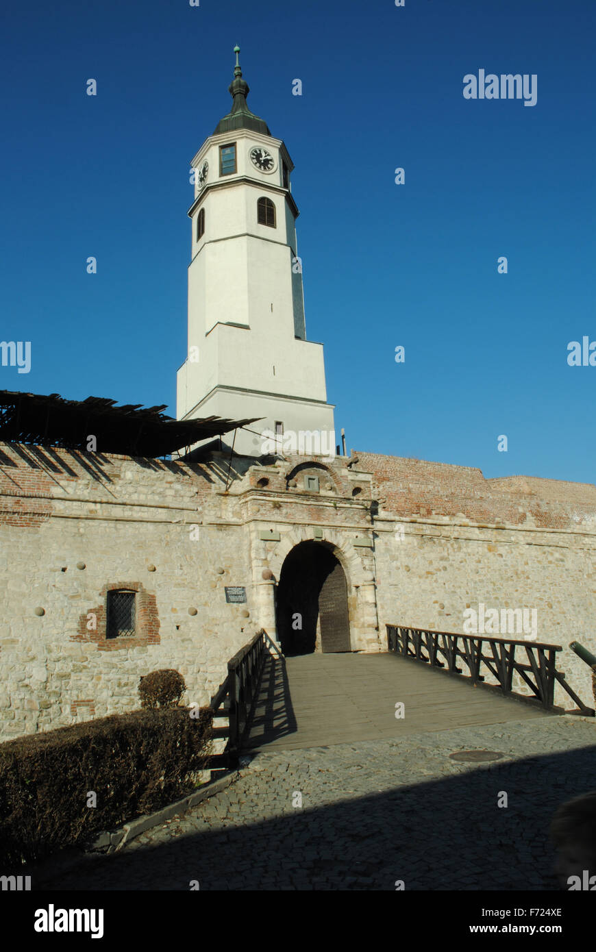 The Clock Gate and the Clock Tower (Sahat Kula), both are parts of Belgrade Fortress (Kalemegdan Park). Stock Photo