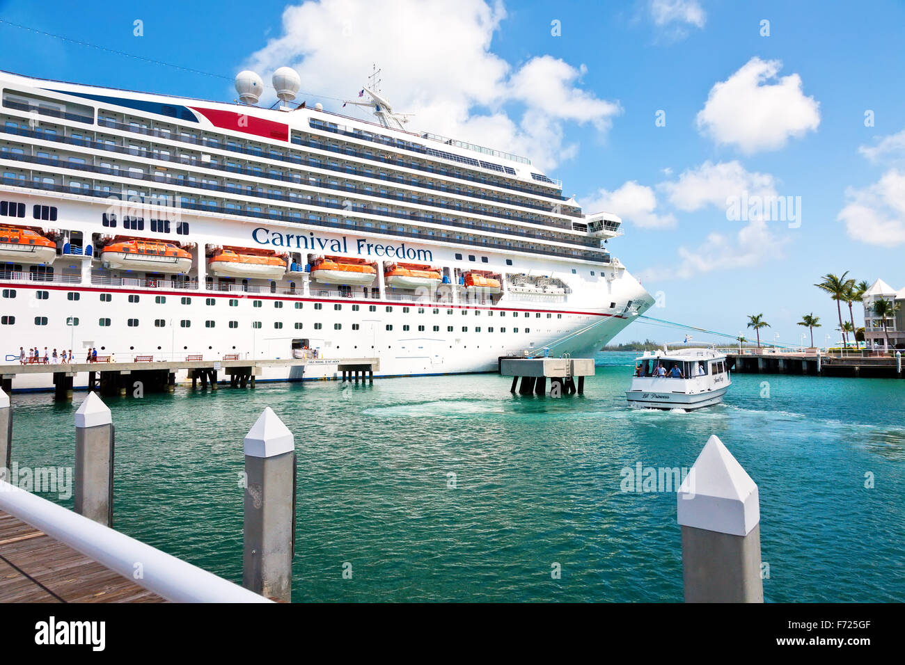 Carnival's cruise ship, The Freedom, anchored in Key West, Florida. Stock Photo