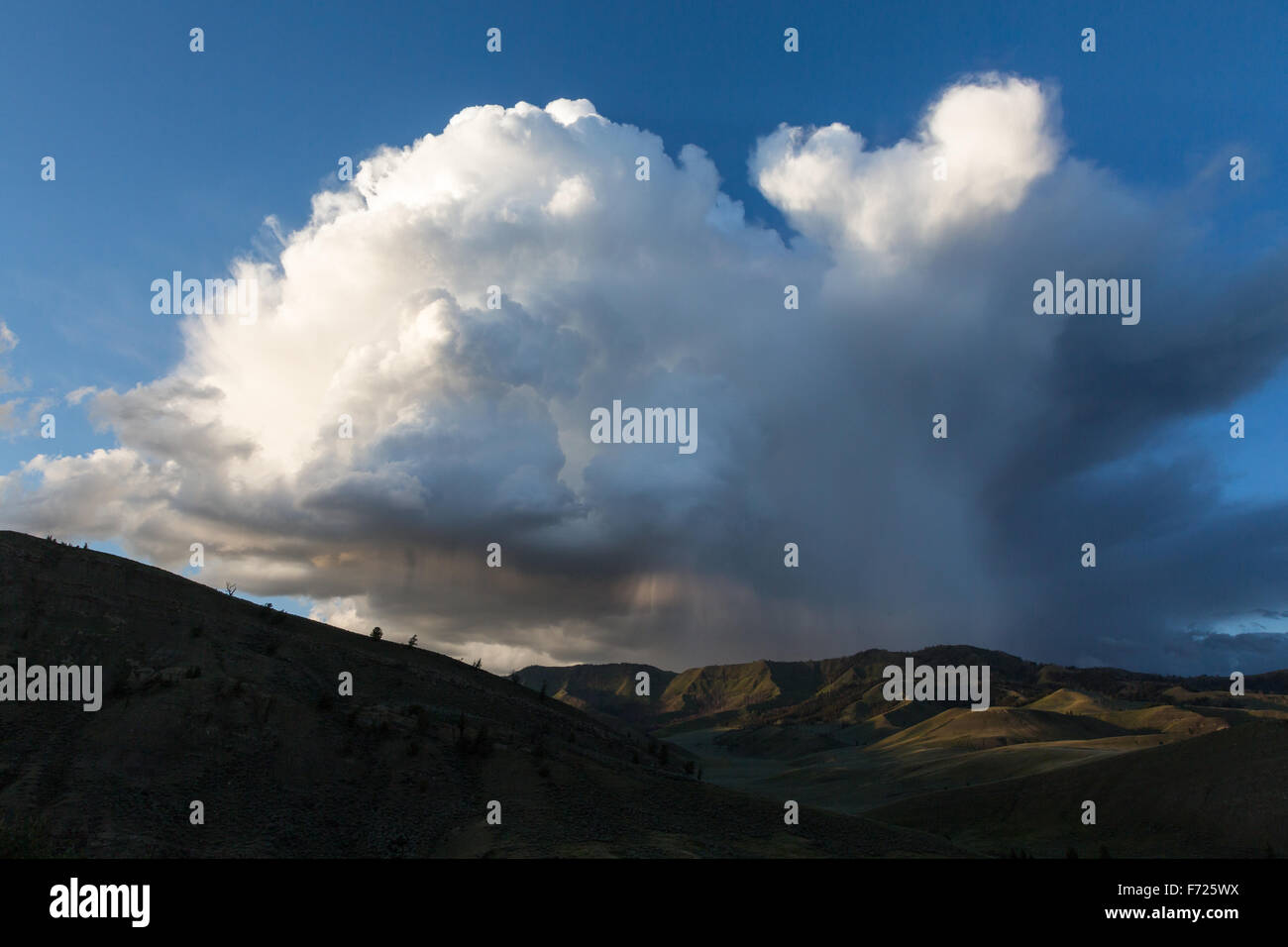 A thunderhead cloud pouring rain over the Gros Ventre Mountains, Bridger-Teton National Forest, Wyoming Stock Photo