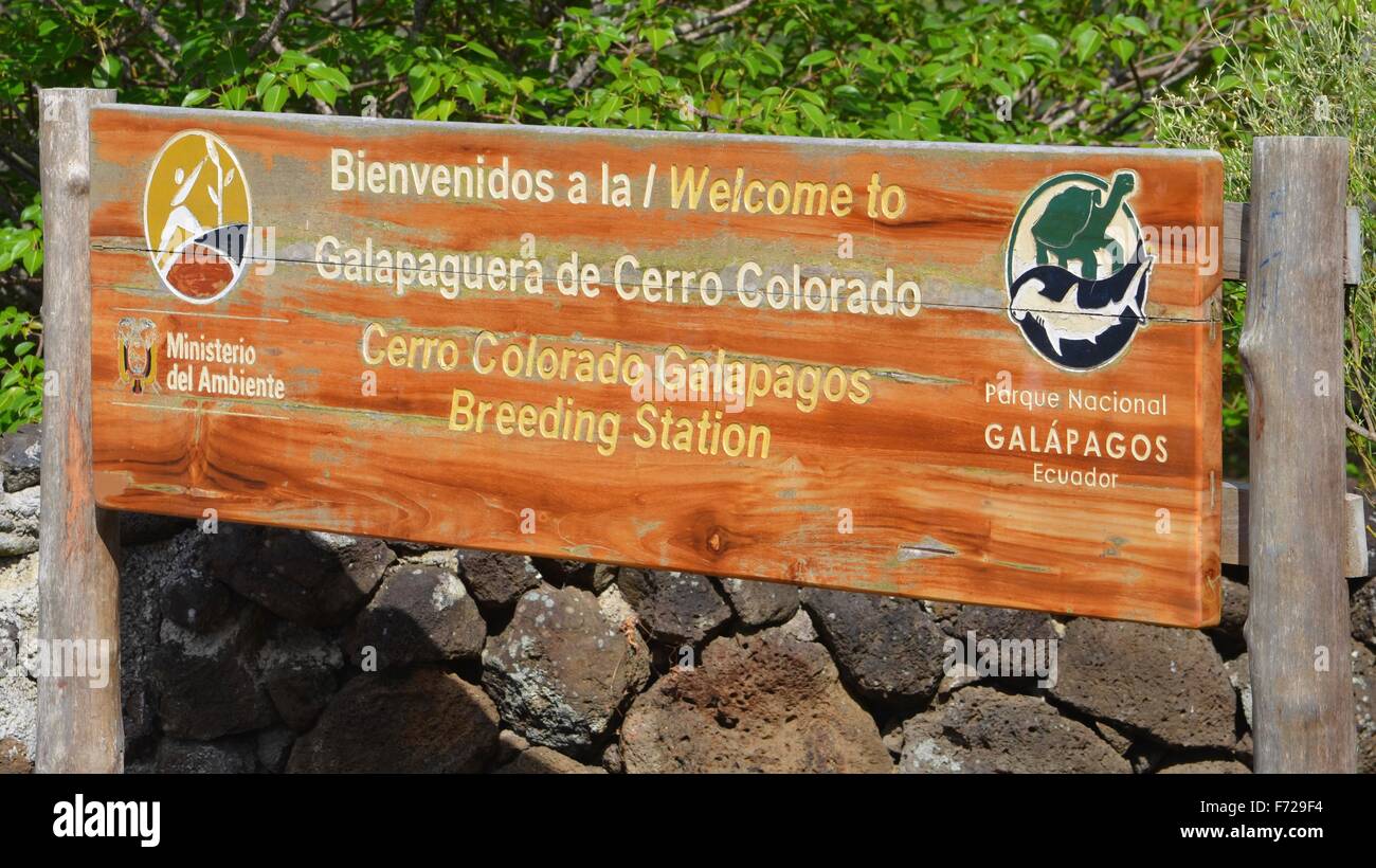 Galapagos National Park Welcome Sign High Resolution Stock Photography ...