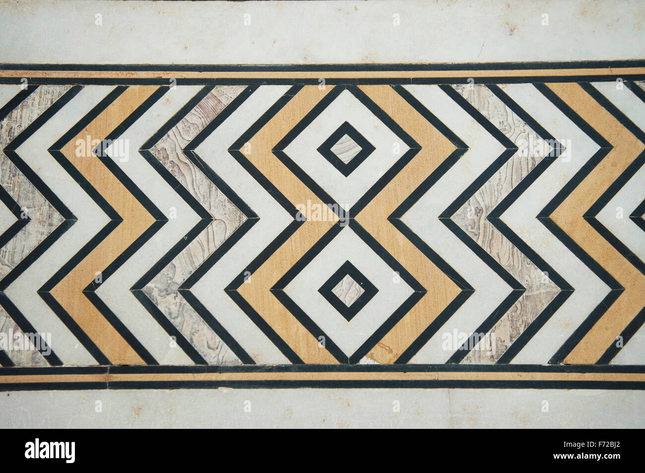 Marble floor tiles design, taj mahal, agra, uttar pradesh, india, asia Stock Photo