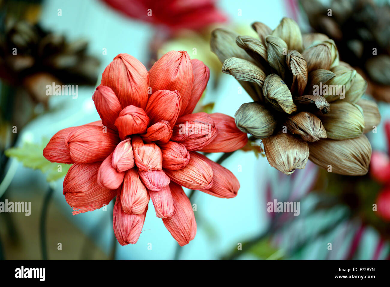 artificial flowers, India, Asia Stock Photo