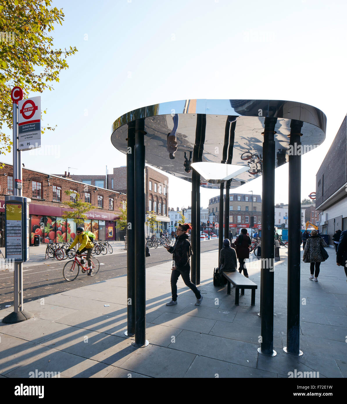 Bus shelter with view along Binfield Rd. Binfield Road Bus Shelter