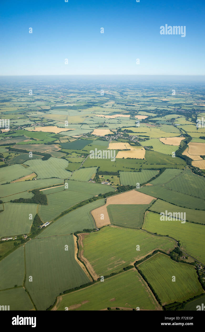 Aerial view over the English countryside in summer Stock Photo