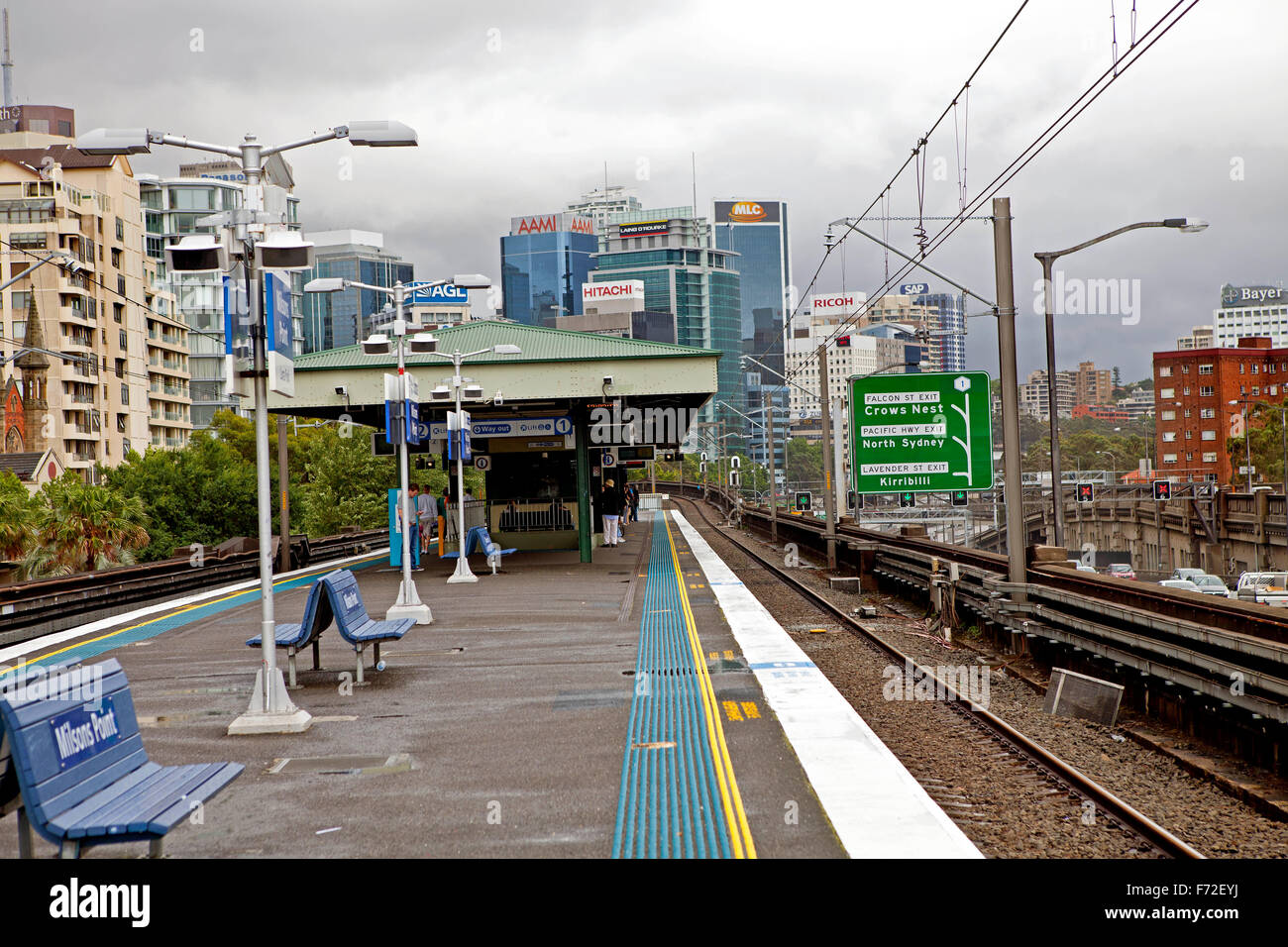 Milsons Point, railway train station platform, Sydney, NSW, New South Wales, Australia Stock Photo