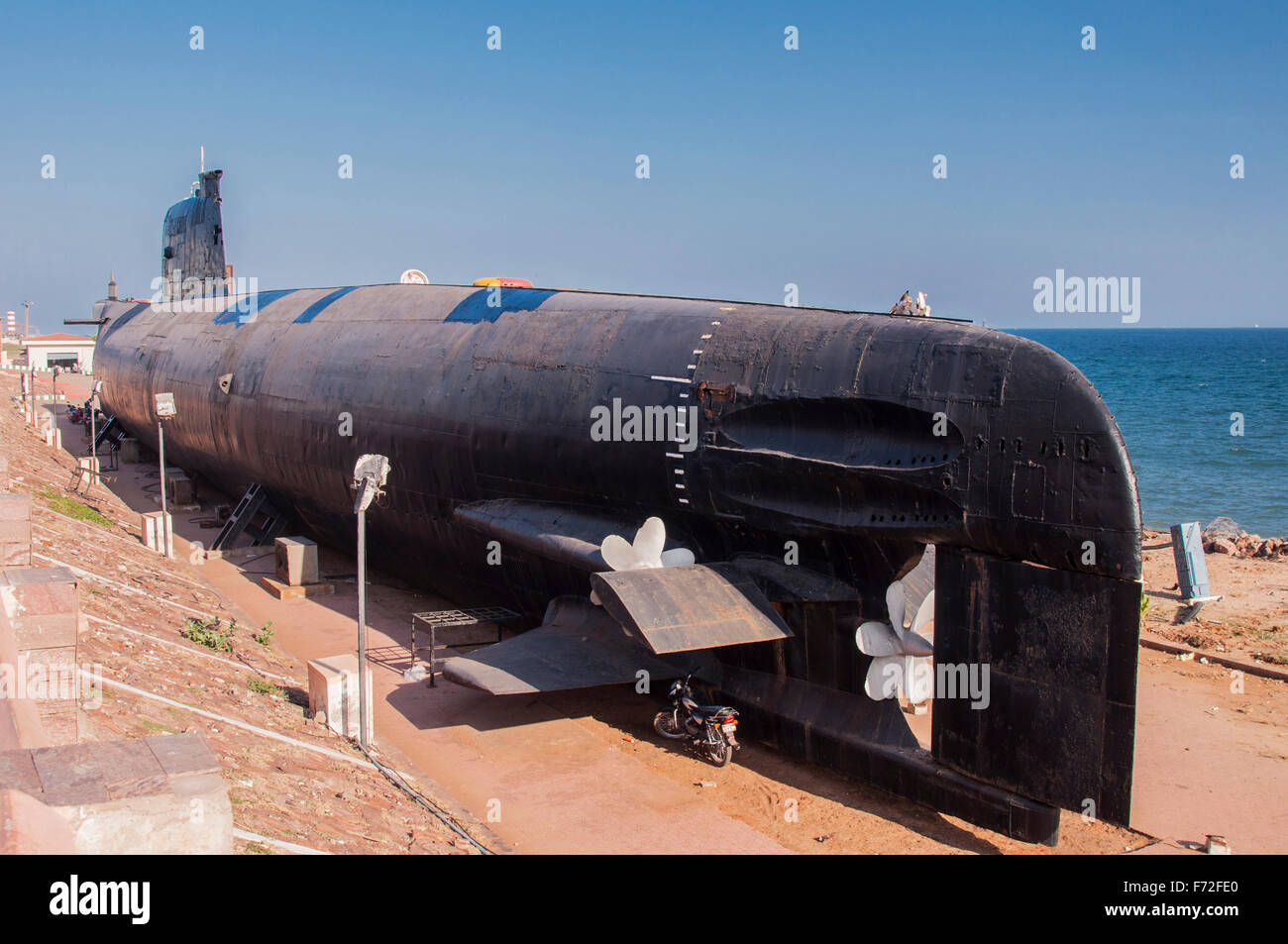 VMRDA INS Kursura Submarine Museum, Kalvari class submarine, RK Beach Road, Visakhapatnam, Andhra Pradesh, India, Asia, Indian Navy Kalvari-class diesel-electric submarine. Stock Photo