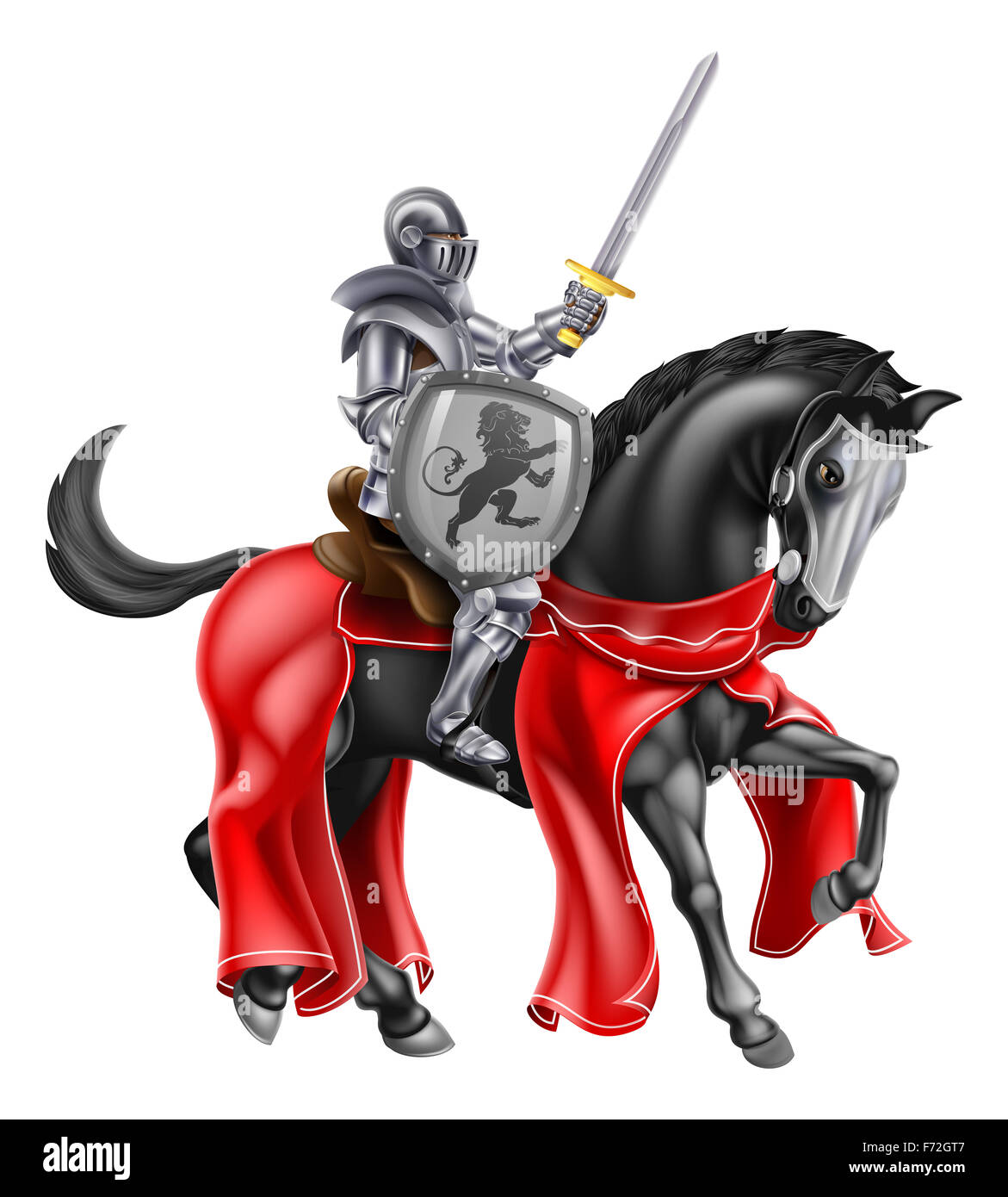 Картина рыцарь на коне со щитом