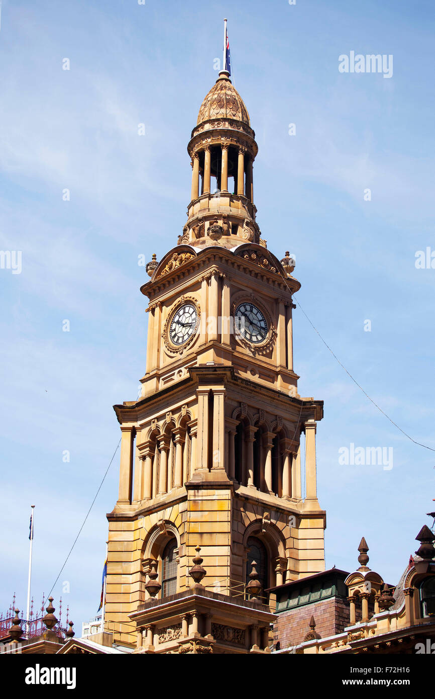 Sydney Town Hall, Town hall, clock tower, Sydney, NSW, New South Wales, Australia Stock Photo