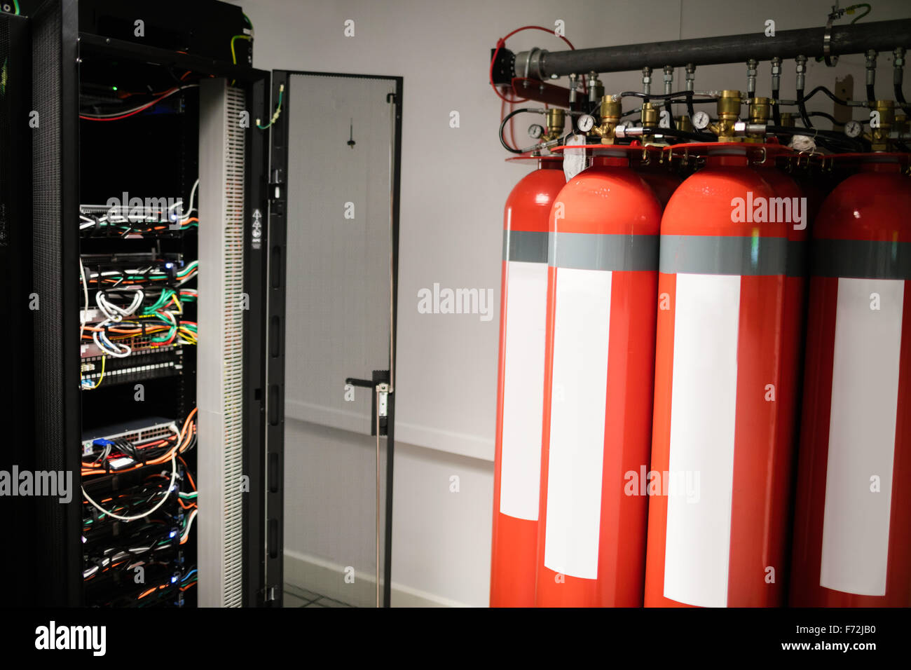 Fire extinguishers in server room Stock Photo Alamy