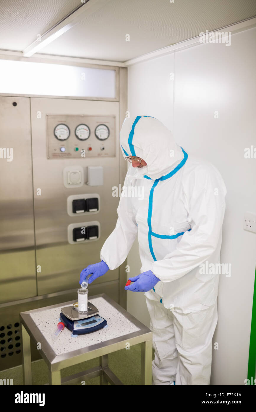 Scientist working with hazardous material Stock Photo