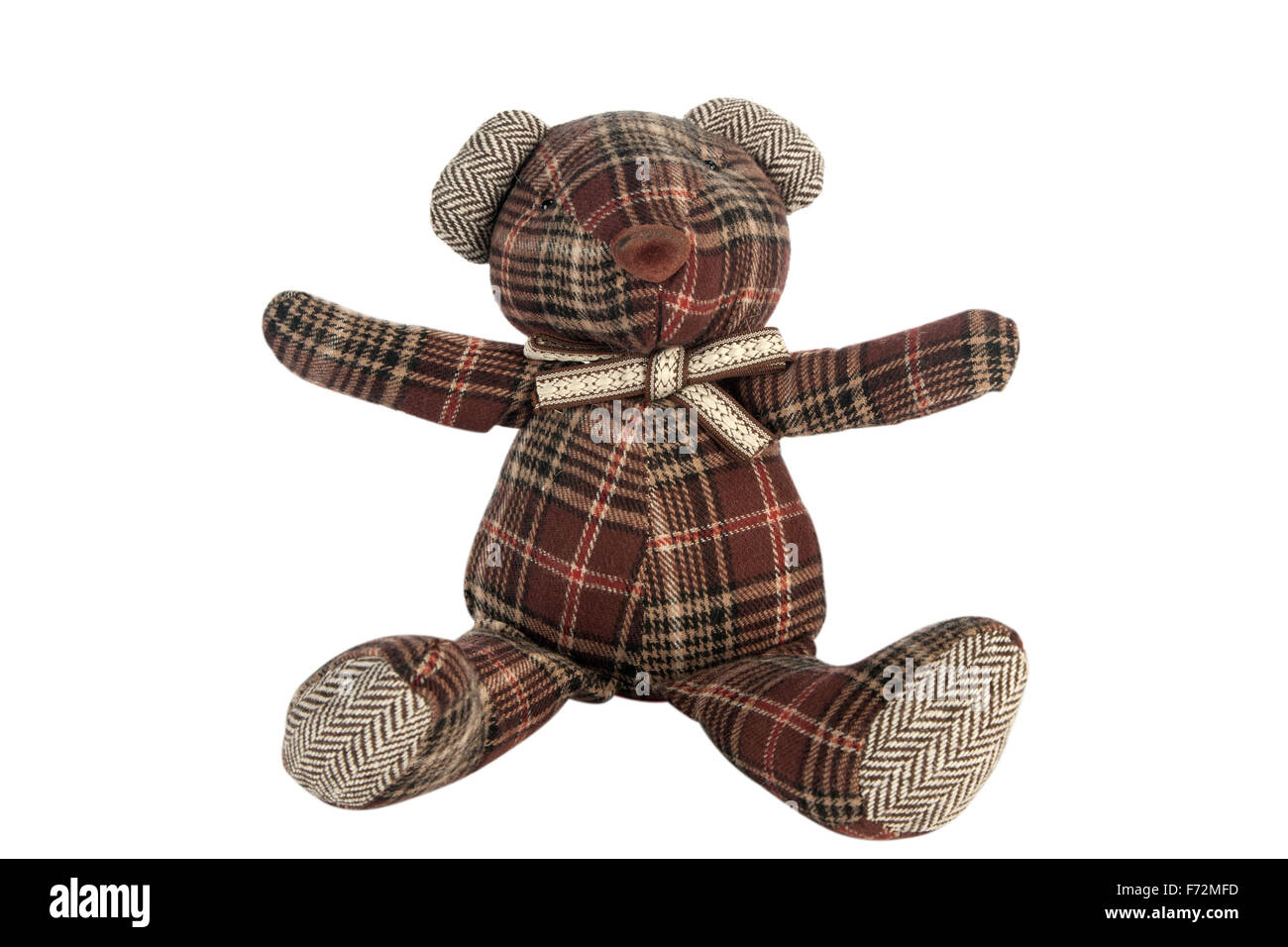 Teddy Bear toy isolated on white, Pattern Fabric Stock Photo