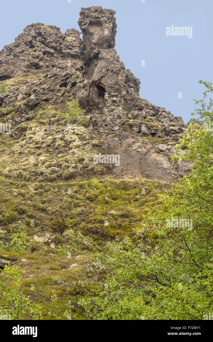 Strange Rock  Formations At Dimmuborgir Akureyri Iceland Stock Photo