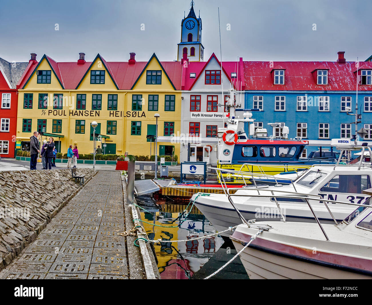 Walkway Alongside The Harbour Torshavn Faroe Islands Stock Photo