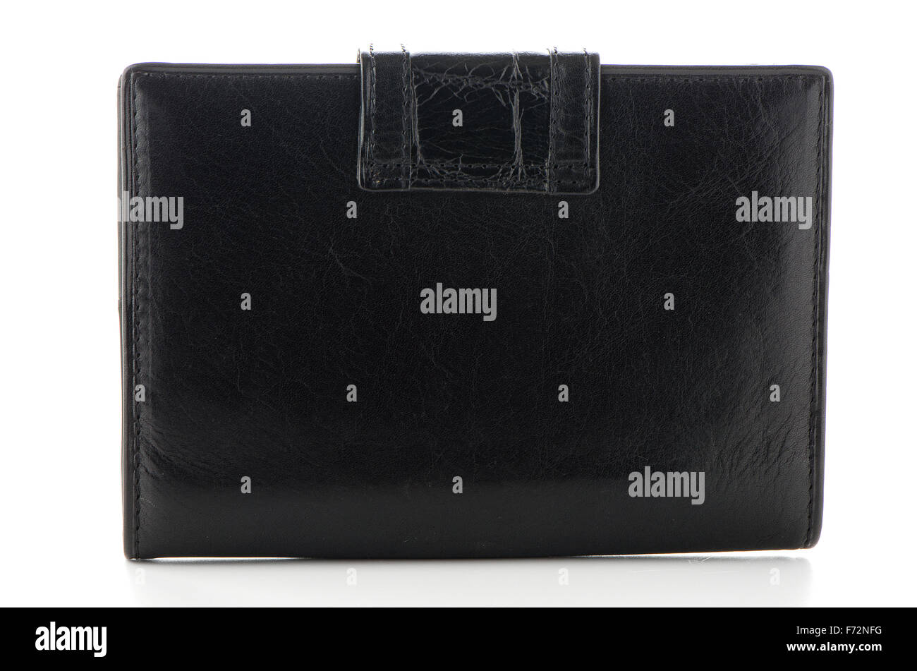 Black leather purse isolated on white background Stock Photo - Alamy