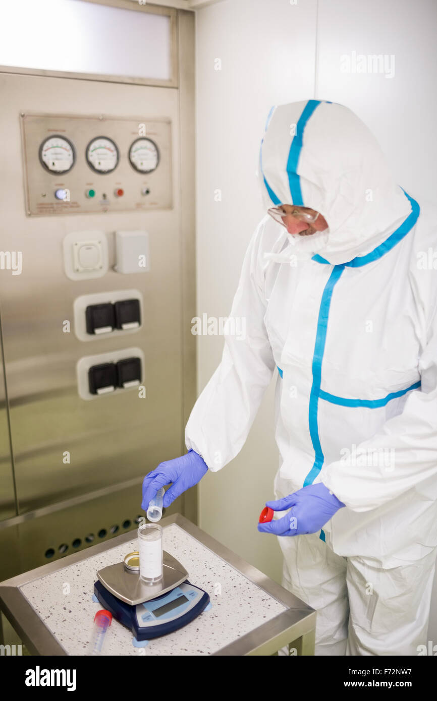 Scientist working with hazardous material Stock Photo