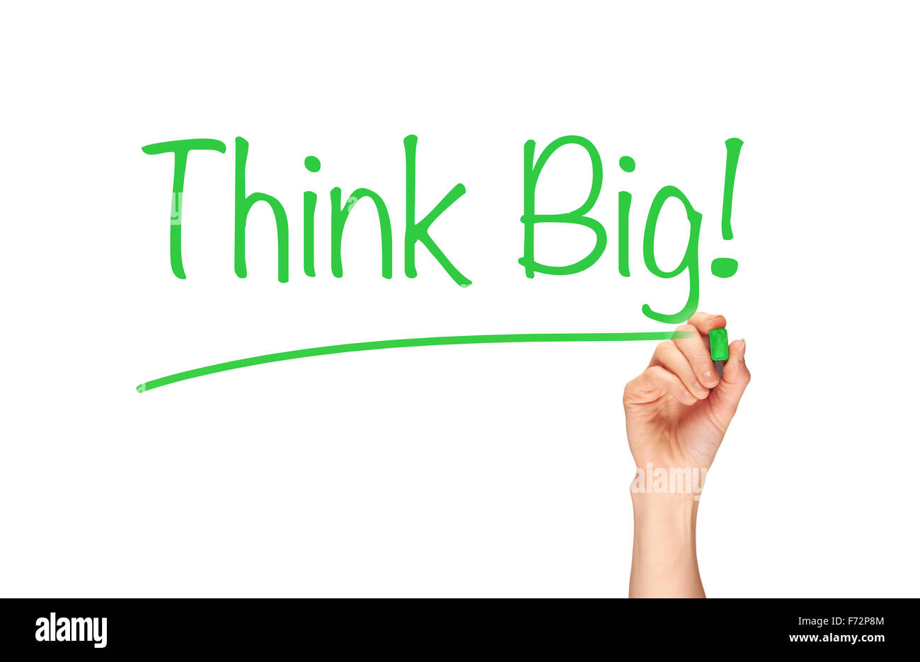 Think Big, written in marker on a clear screen. Stock Photo