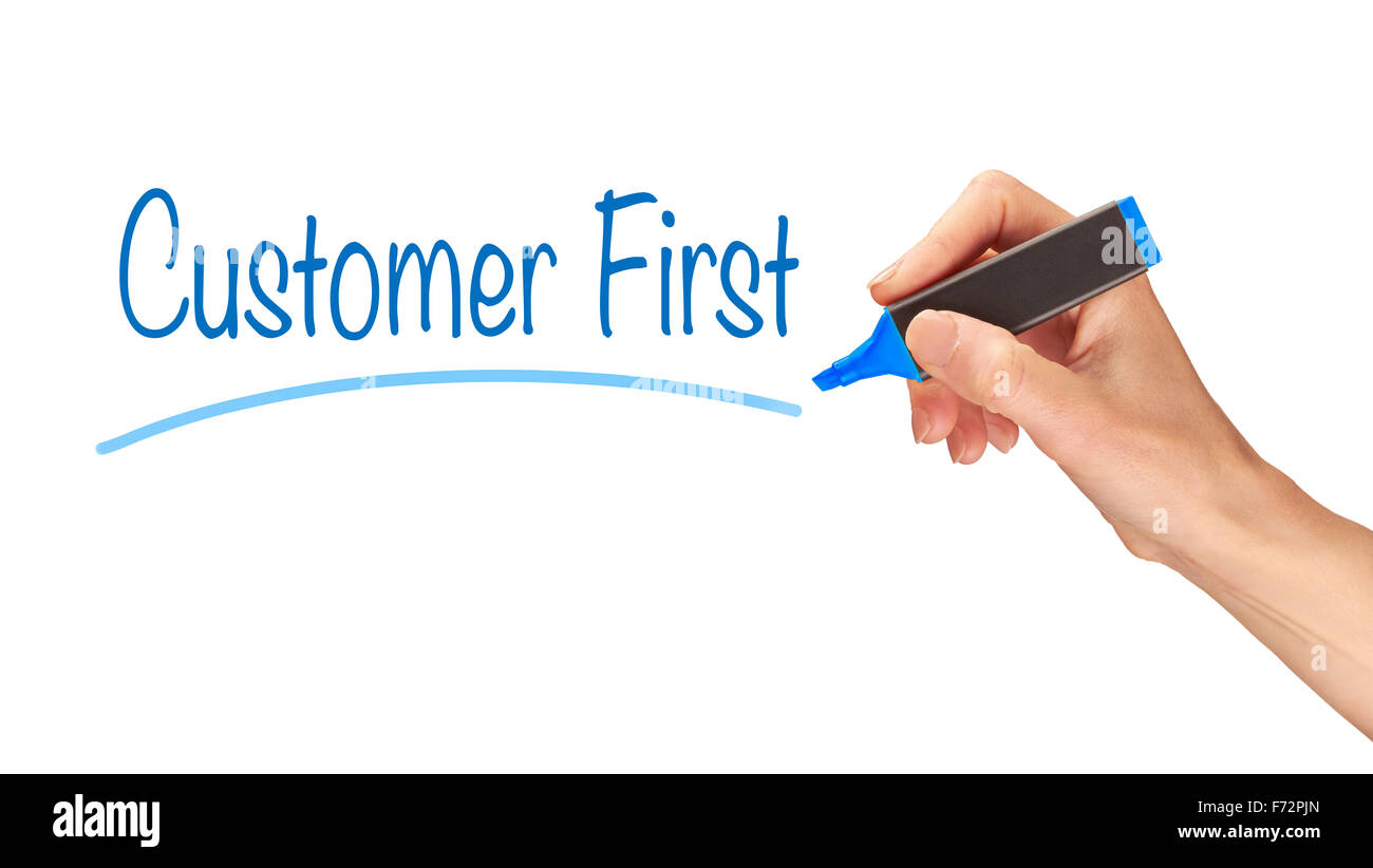 Customer First, Induction Training headlines concept. Stock Photo