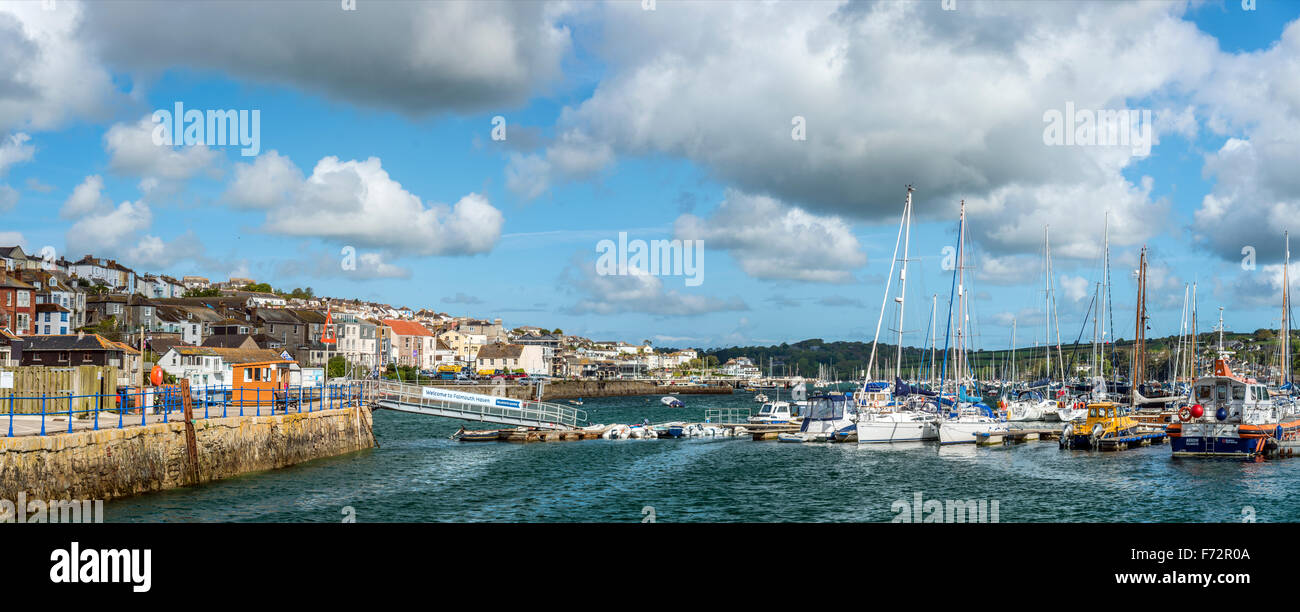 View over the seafront and the Marina of Falmouth, Cornwall, England, UK Stock Photo