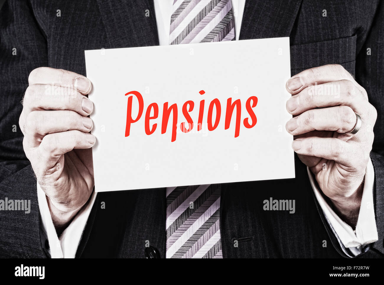Pension, Induction Training headlines concept. Stock Photo