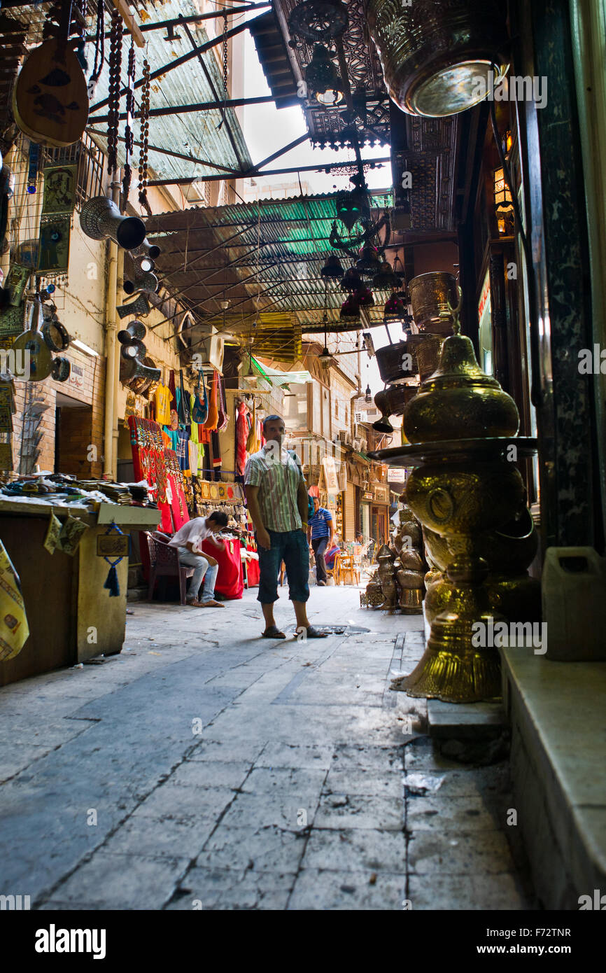Scene from the Khan El Khalili bazaar in Cairo,  a major souk in the Islamic district of Cairo, Egypt Stock Photo