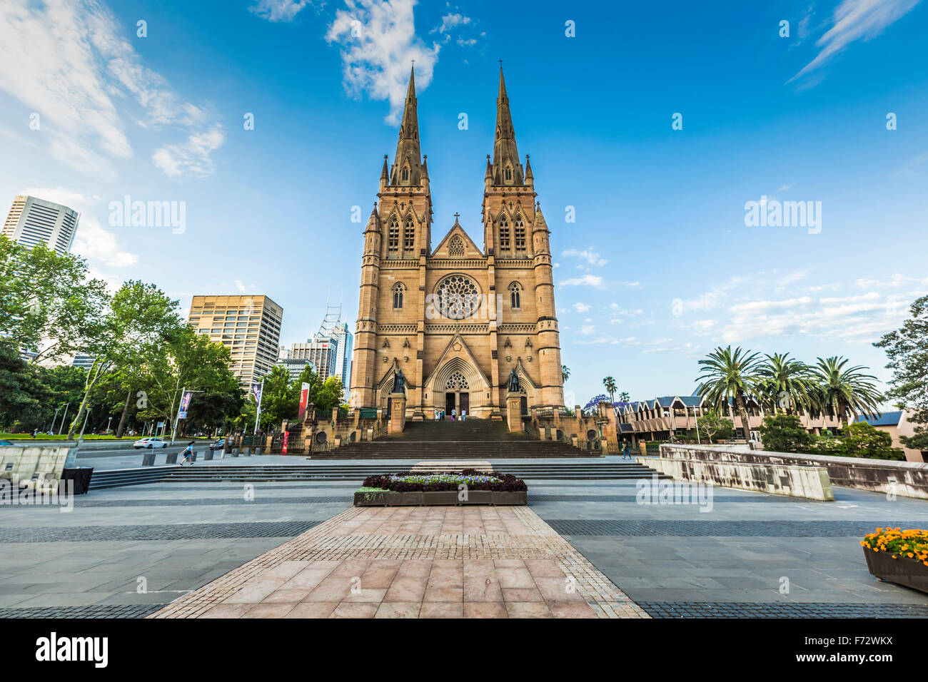 SYDNEY - OCTOBER 27 : St.mary's cathedral church with blue sky in Sydney ,Australia on 27 October2015.St.mary cathedral church i Stock Photo