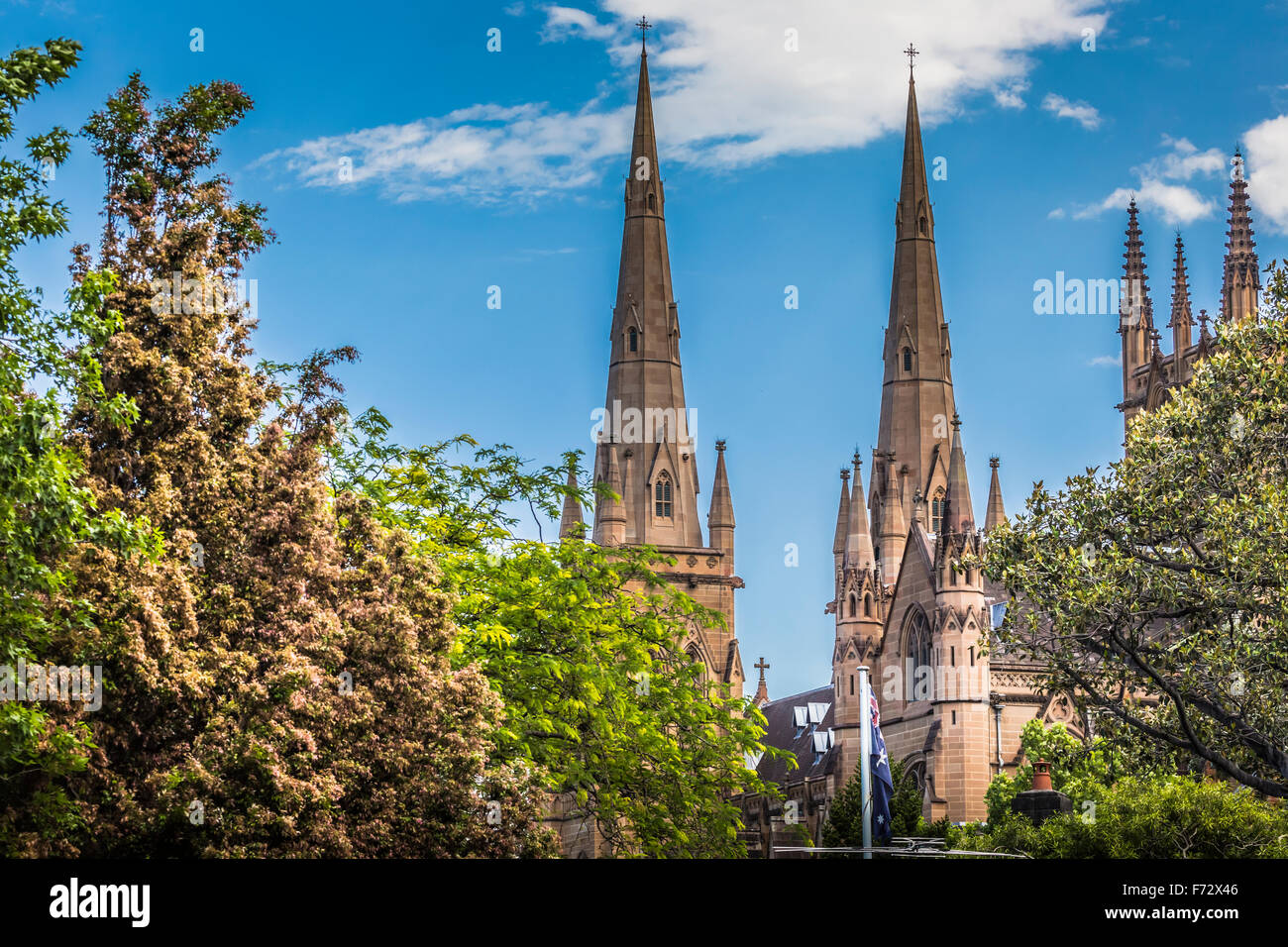 SYDNEY - OCTOBER 27 : St.mary's cathedral church with blue sky in Sydney ,Australia on 27 October2015.St.mary cathedral church i Stock Photo