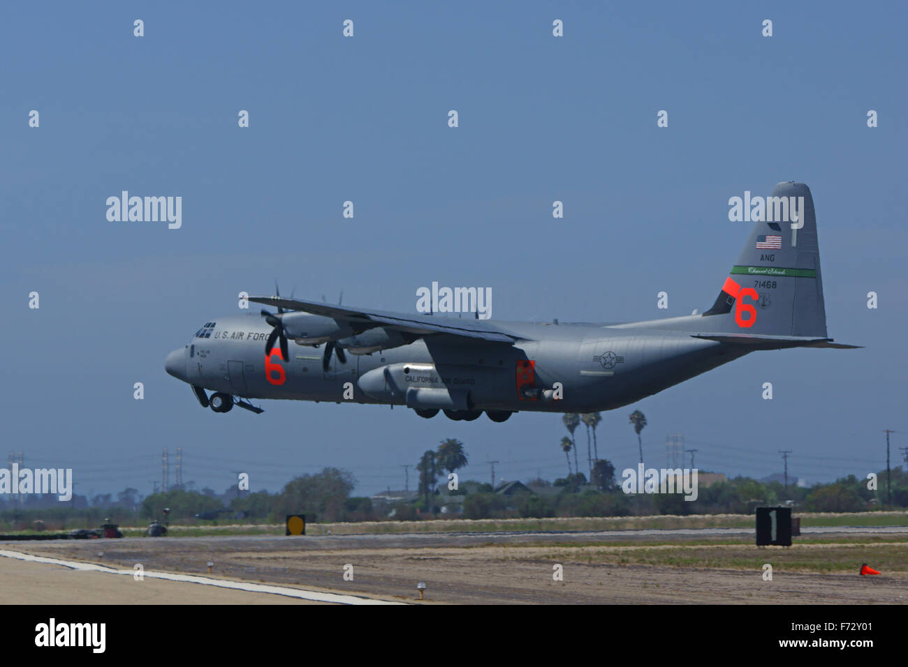 Airplane Fire C130 water dropping demonstration at the 2015 Pt Mugu