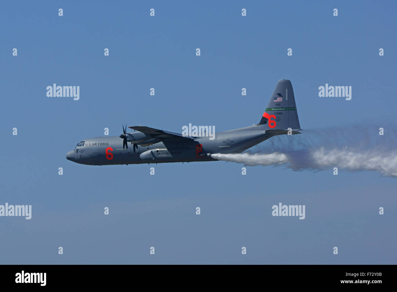 Airplane Fire C130 water dropping demonstration at the 2015 Pt Mugu