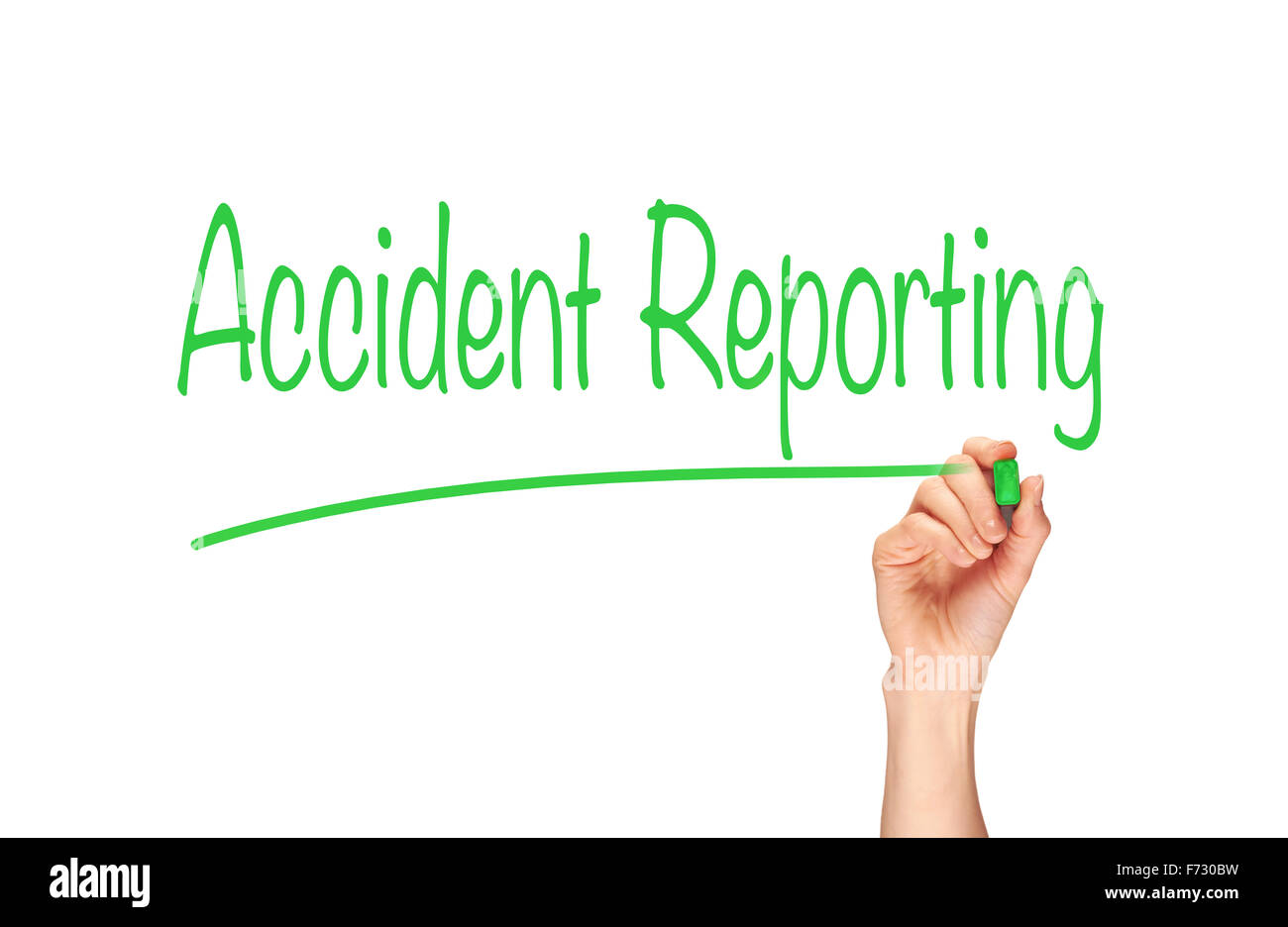 Accident Reporting, Induction Training headlines concept. Stock Photo