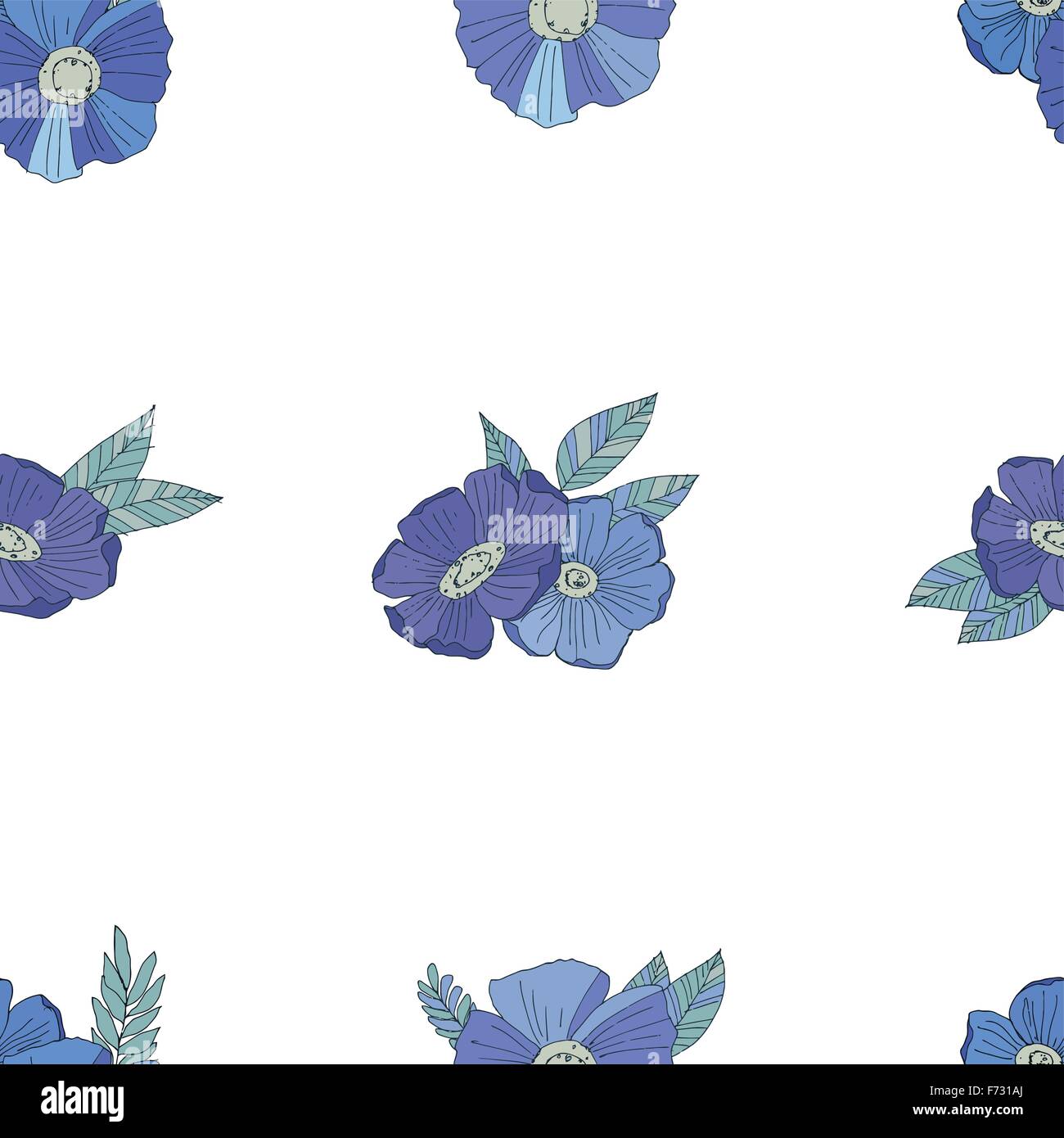 Blue flowers on white background Stock Vector Image & Art - Alamy