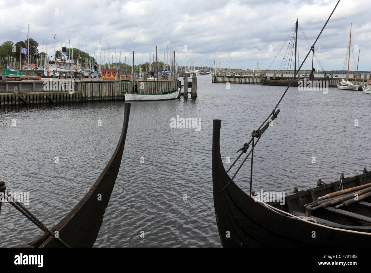 The Viking Ship Museum in Roskilde is the Danish national museum for ships, overlooks Roskilde Fjord and was built in 1969. Stock Photo