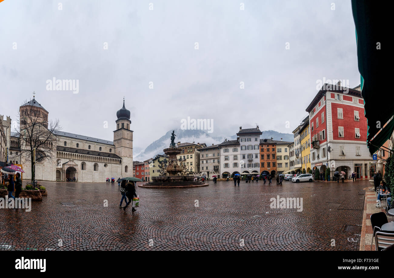 Panoramic view of Piazza Duomo in Trento, Italy Stock Photo