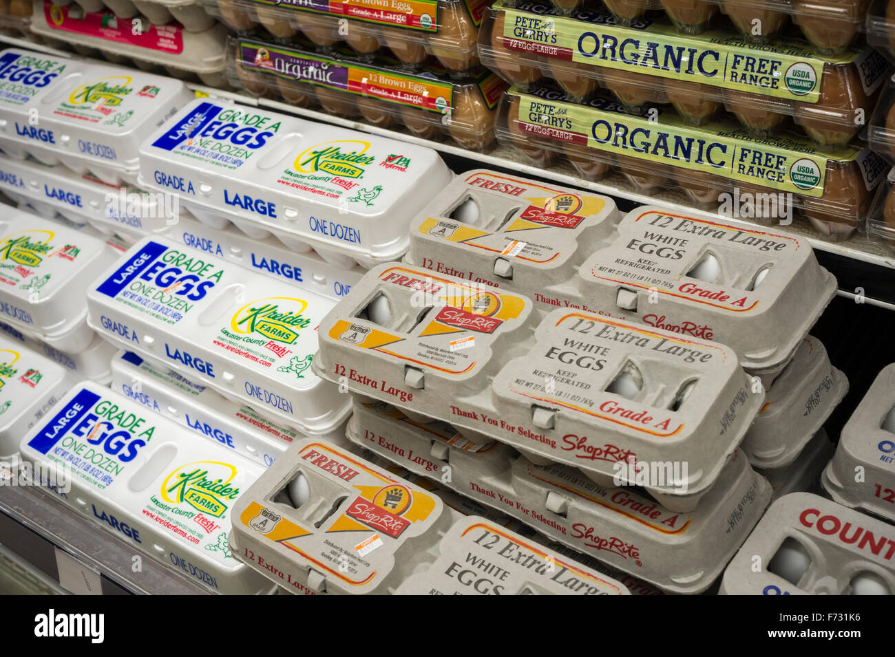 Cartons of eggs on sale in a supermarket in New York on Tuesday