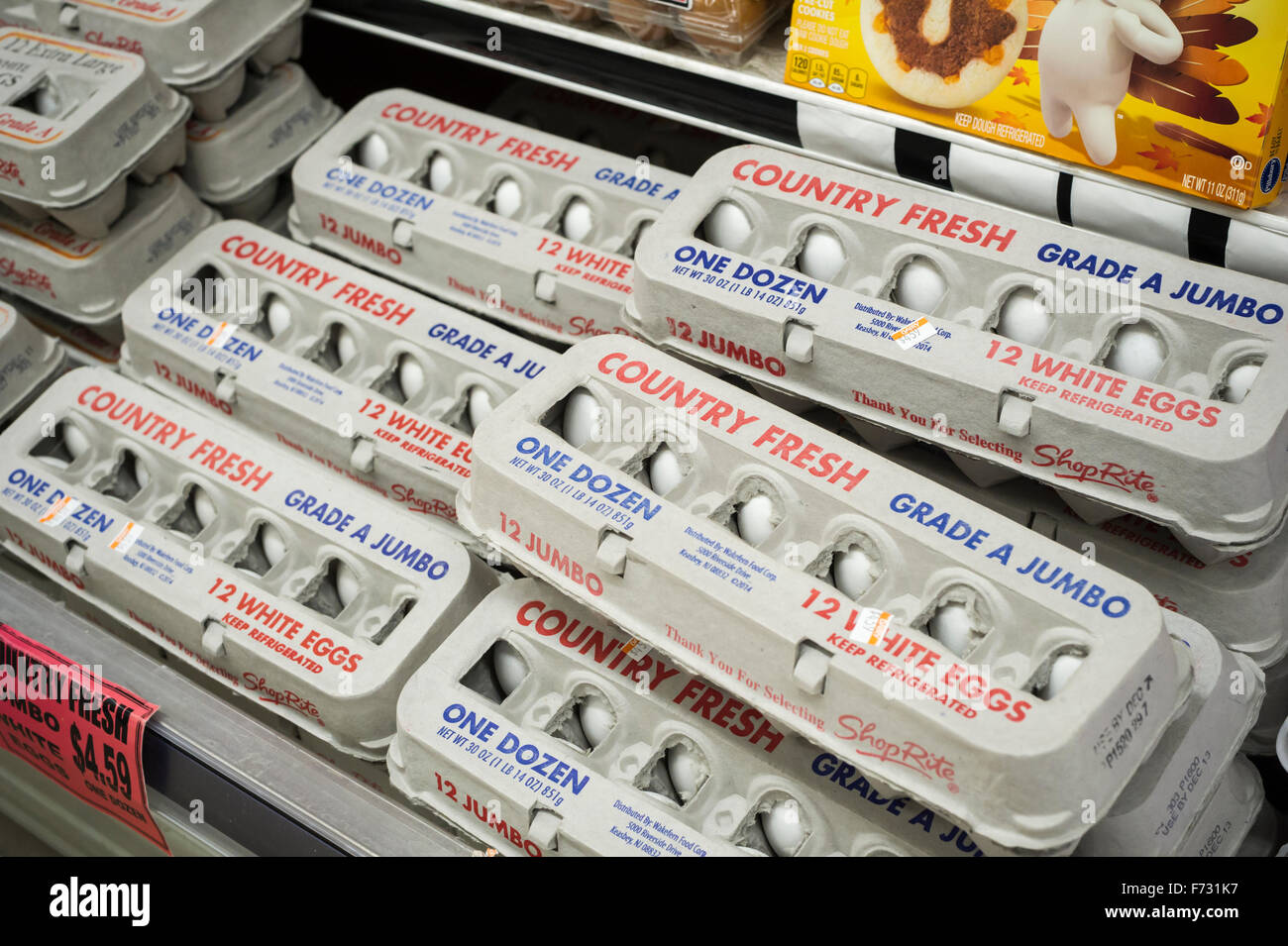 Cartons of eggs on sale in a supermarket in New York on Tuesday