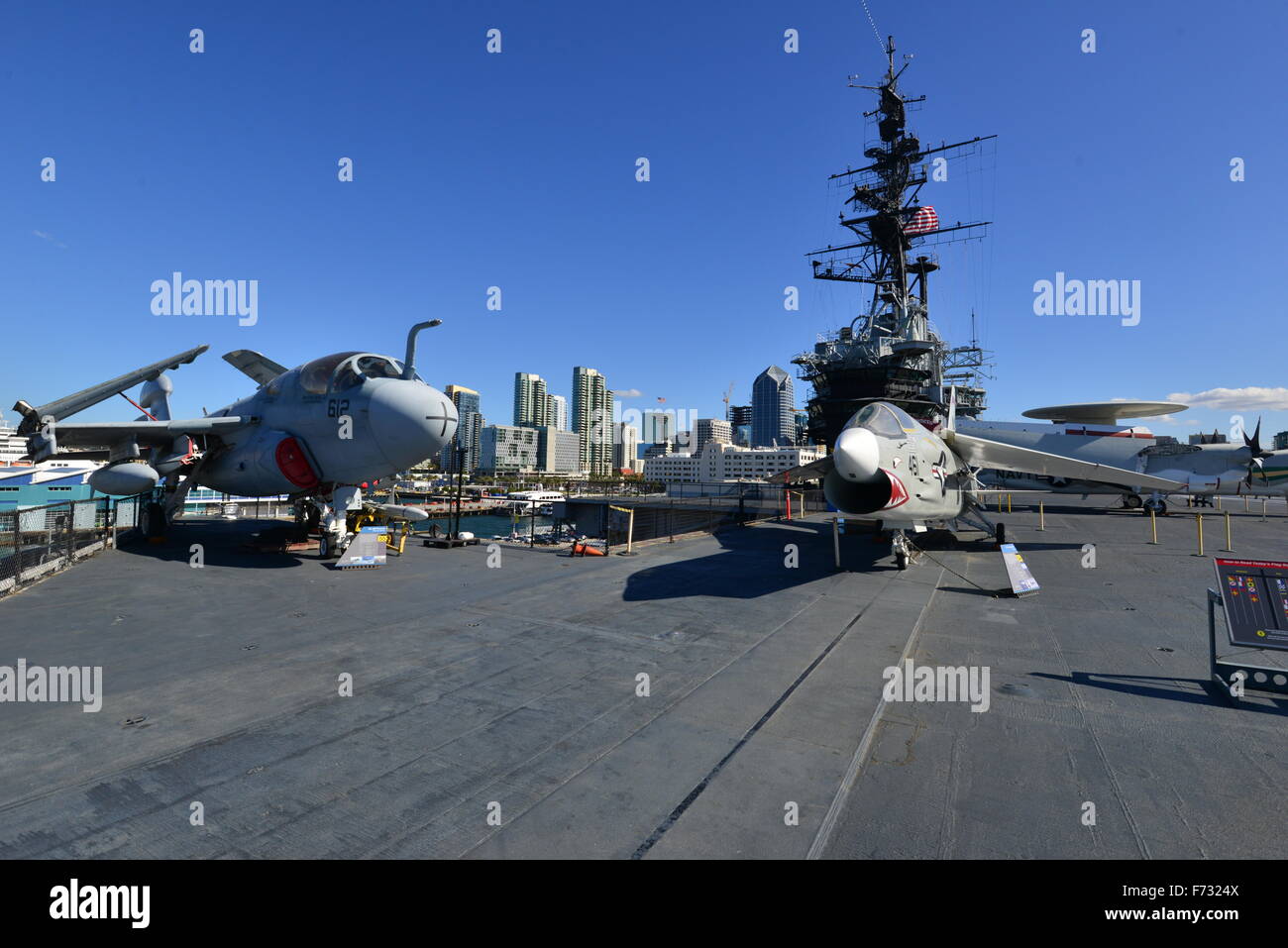 USS Midway in San Diego Harbour. Stock Photo