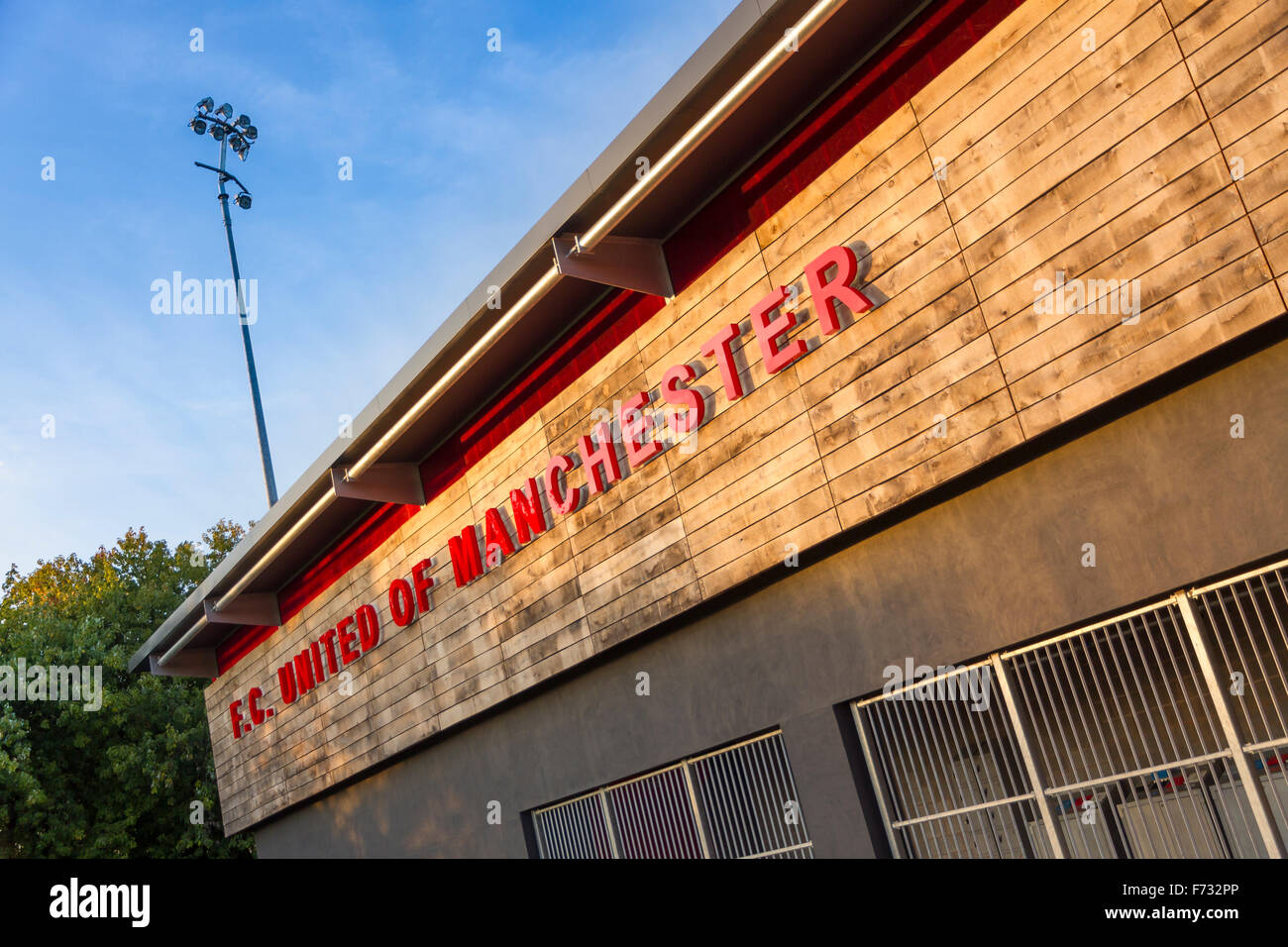 Broashurst Park. The new ground for the football club FC United of Manchester, in Moston, Manchester, England. Stock Photo