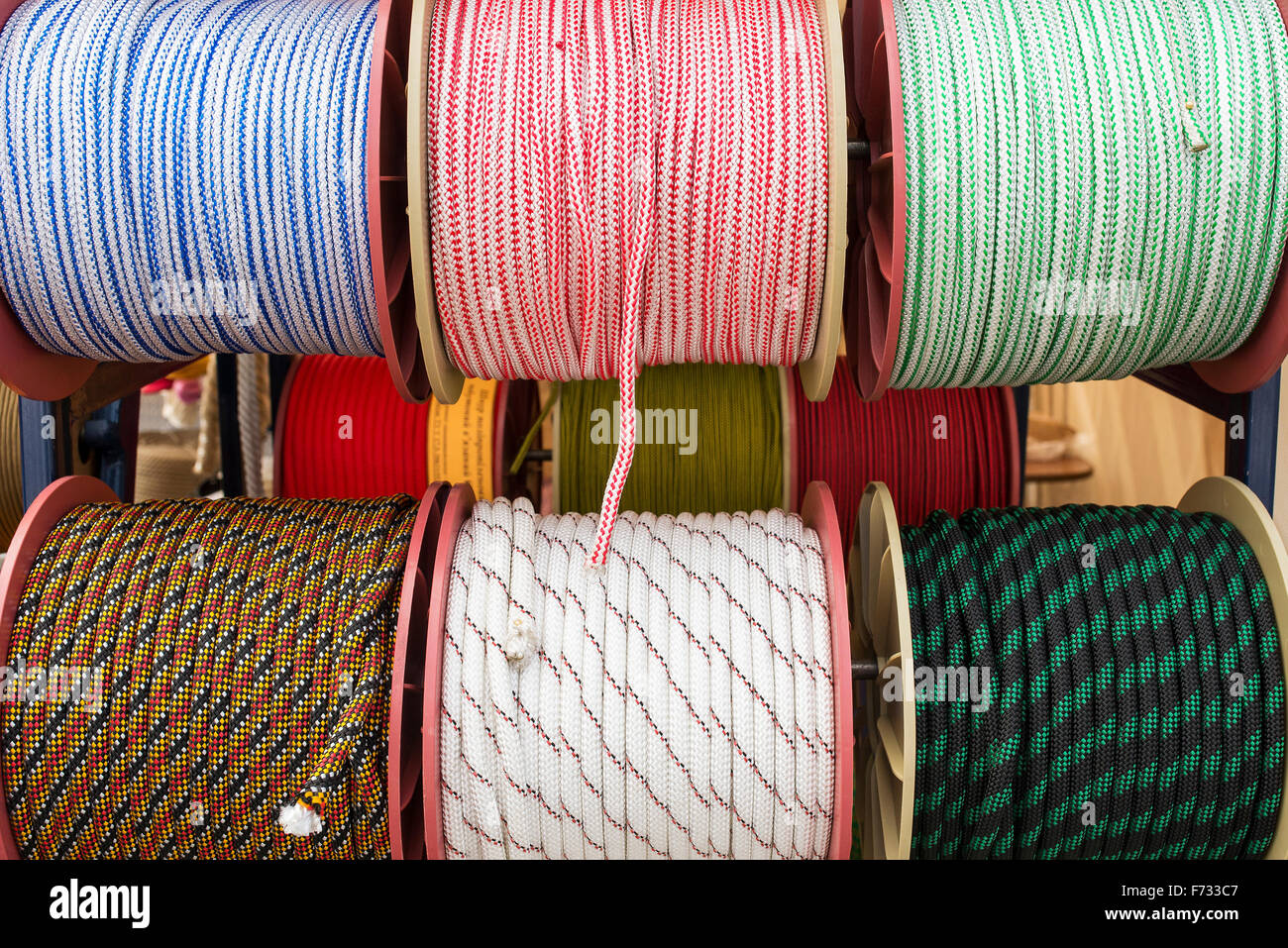 several coils of rope Stock Photo