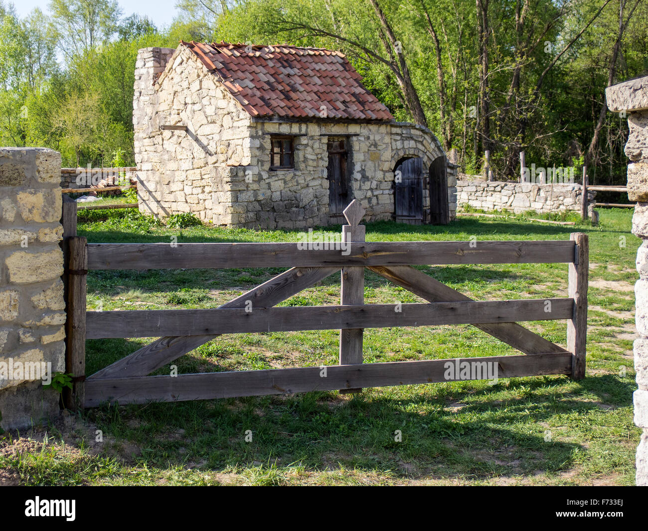 Small cottage in Pirogovo museum near Kiev, Ukraine Stock Photo