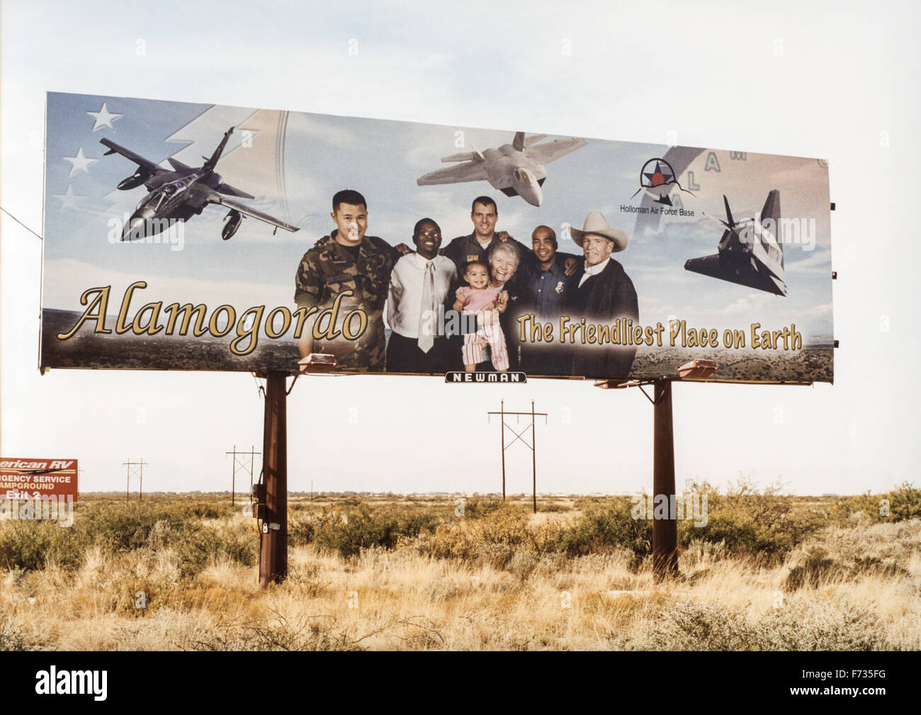 The welcome sign for the town of Alamogordo in New Mexico. Stock Photo