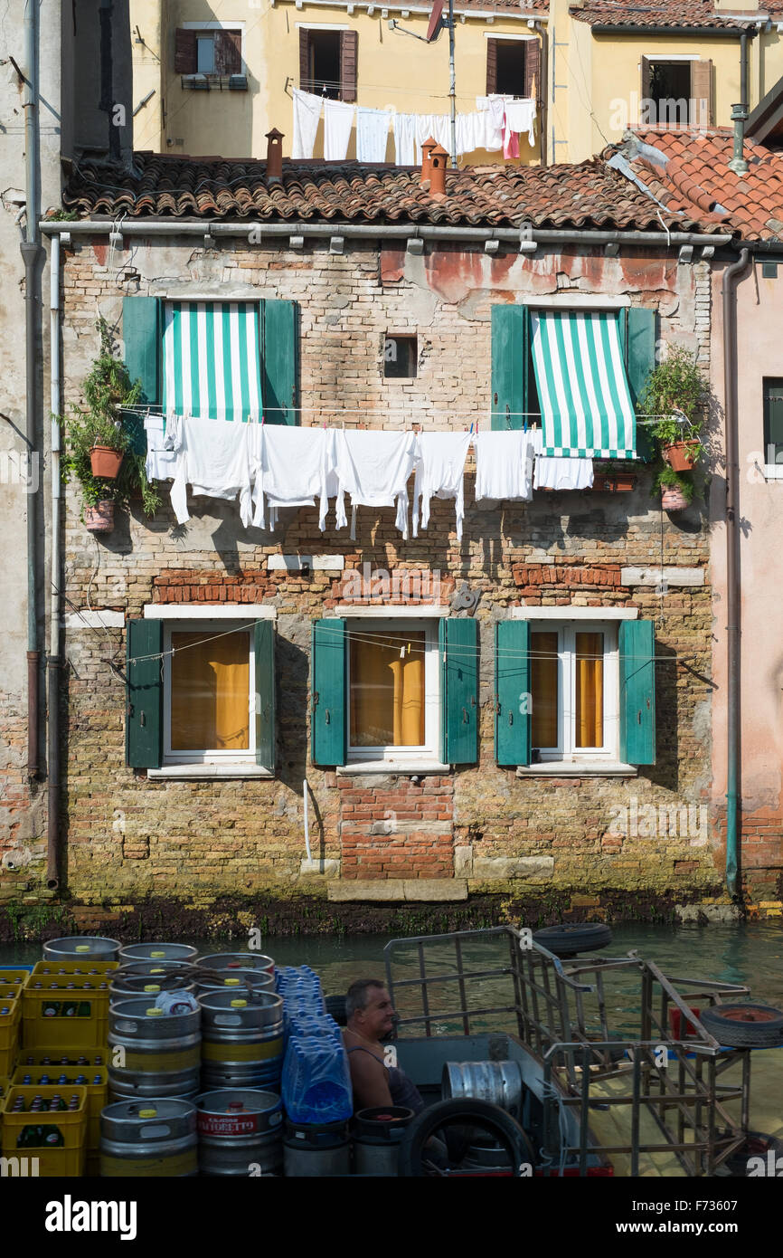 Laundry on washing line in Venice, Italy Stock Photo Alamy