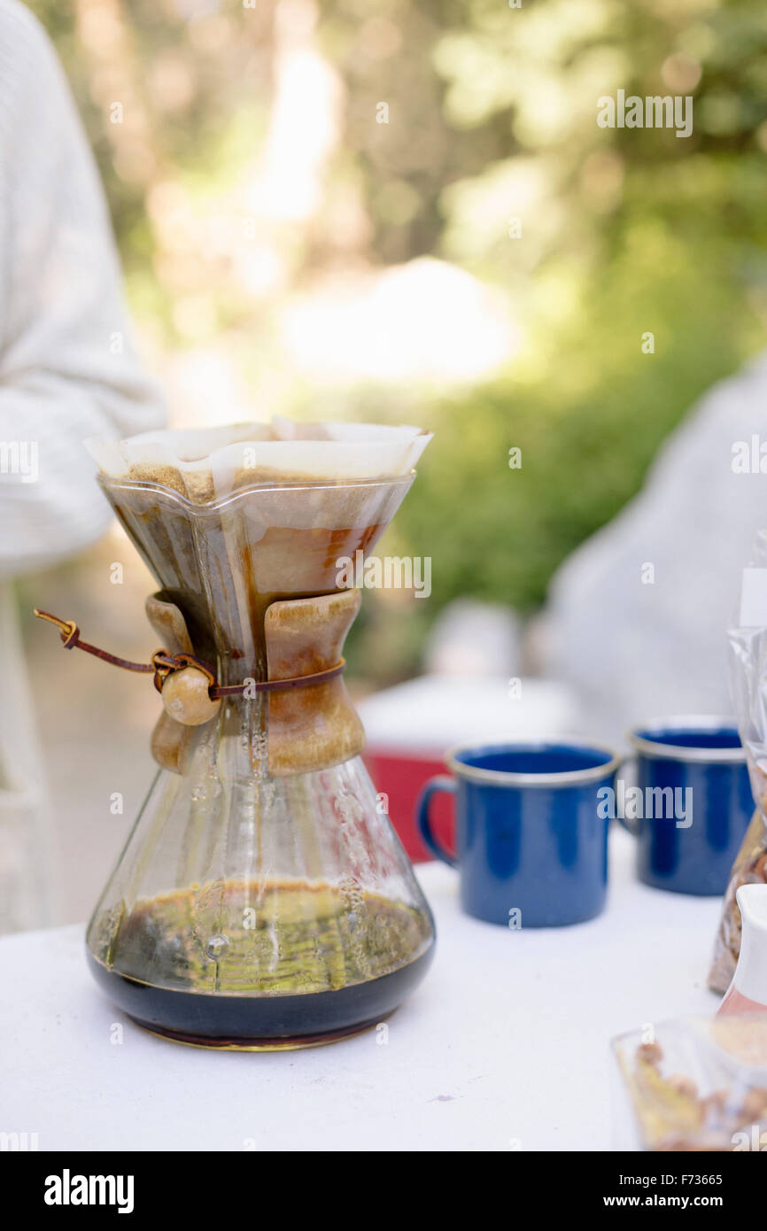 Glass coffee maker hi-res stock 